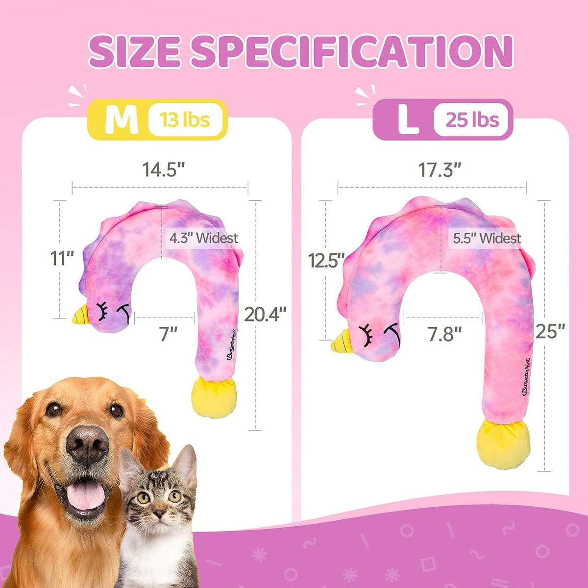 BurgeonNest Small Dog Calming Pillow for Dogs and Cats, Pink L
