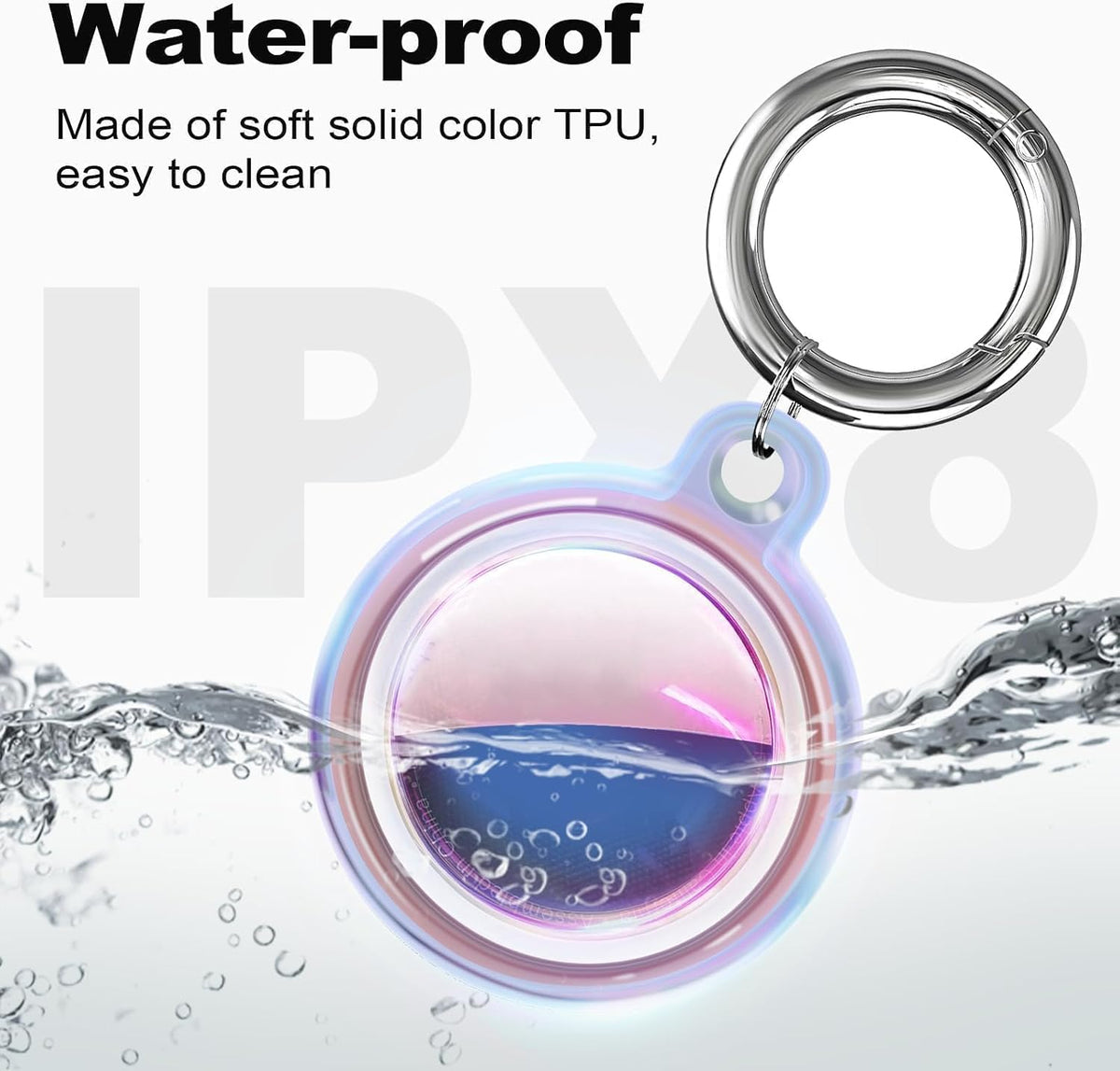IPX8 Waterproof Case for AirTag 2nd Gen (2026) & 1st Gen, Full Body Holder Keychain, Anti-Scratch Cover for Apple for Air Tags, Luggage, Pet Collar, Car Keys, Kids, Pink Colorful