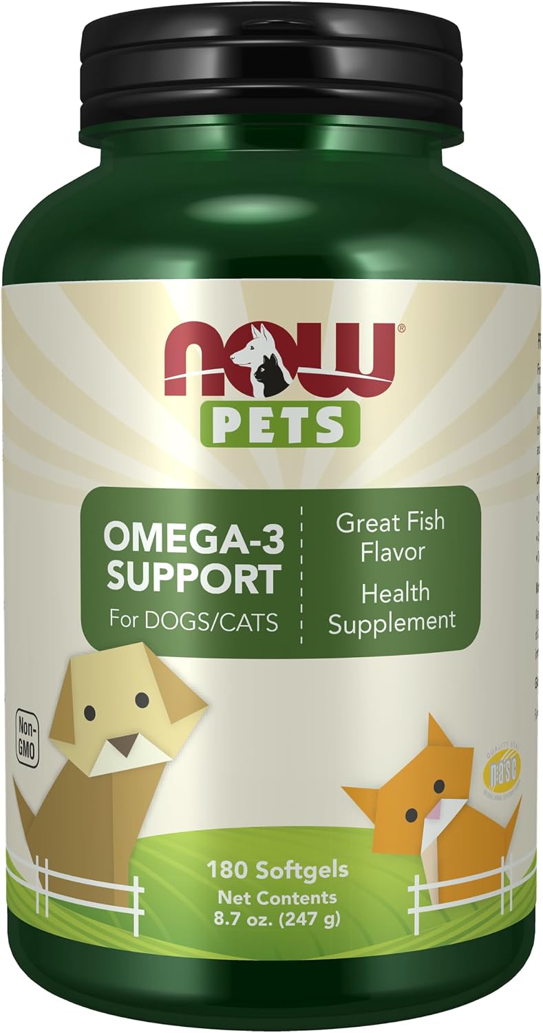 NOW Pet Health, Omega 3 Supplement, For Cats & Dogs, 180 Softgels