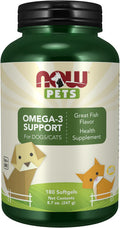 NOW Pet Health, Omega 3 Supplement, For Cats & Dogs, 180 Softgels