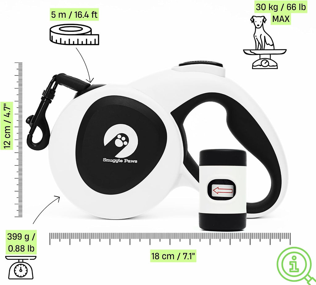 Snuggle Paws All-in-One Heavy Duty Retractable Dog Leash for Medium Dogs