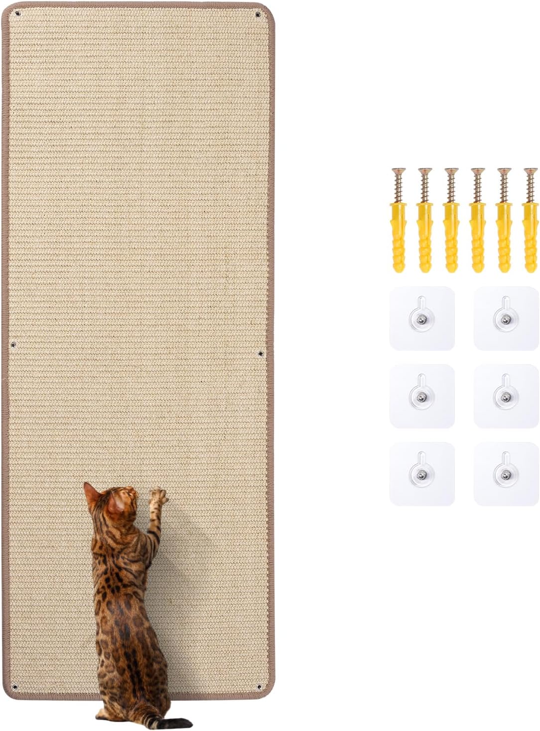 Uranshin Natural Sisal Cat Wall Climbing Carpet, Wall Scratcher Mat Pad