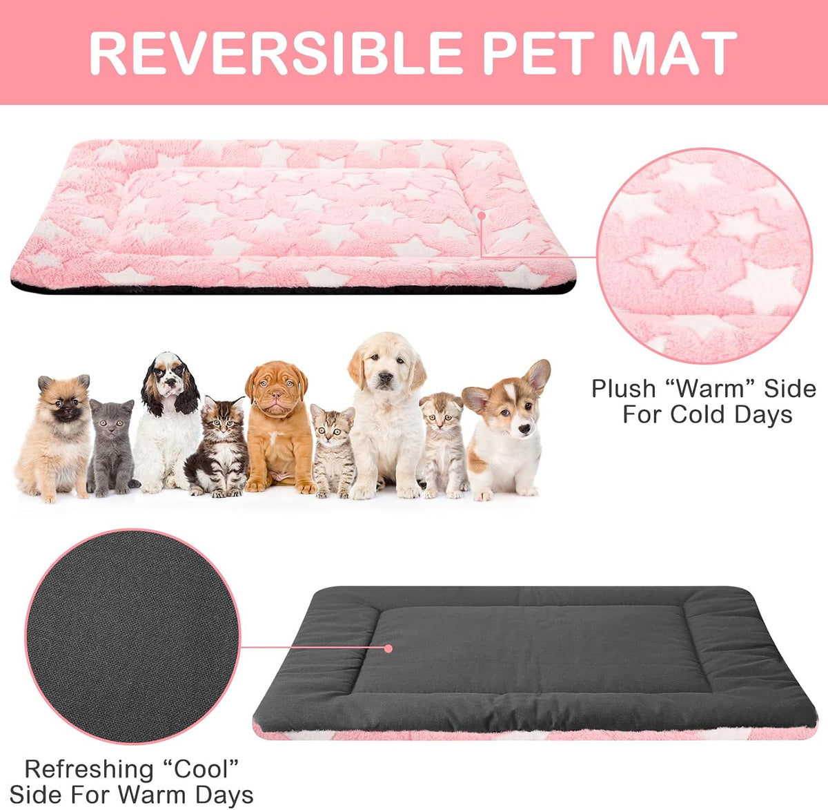 VitalCozy 4 Pcs Dog Crate Pads Soft Warm,18 x 24 x 1.6 Inch,Star,Colorful