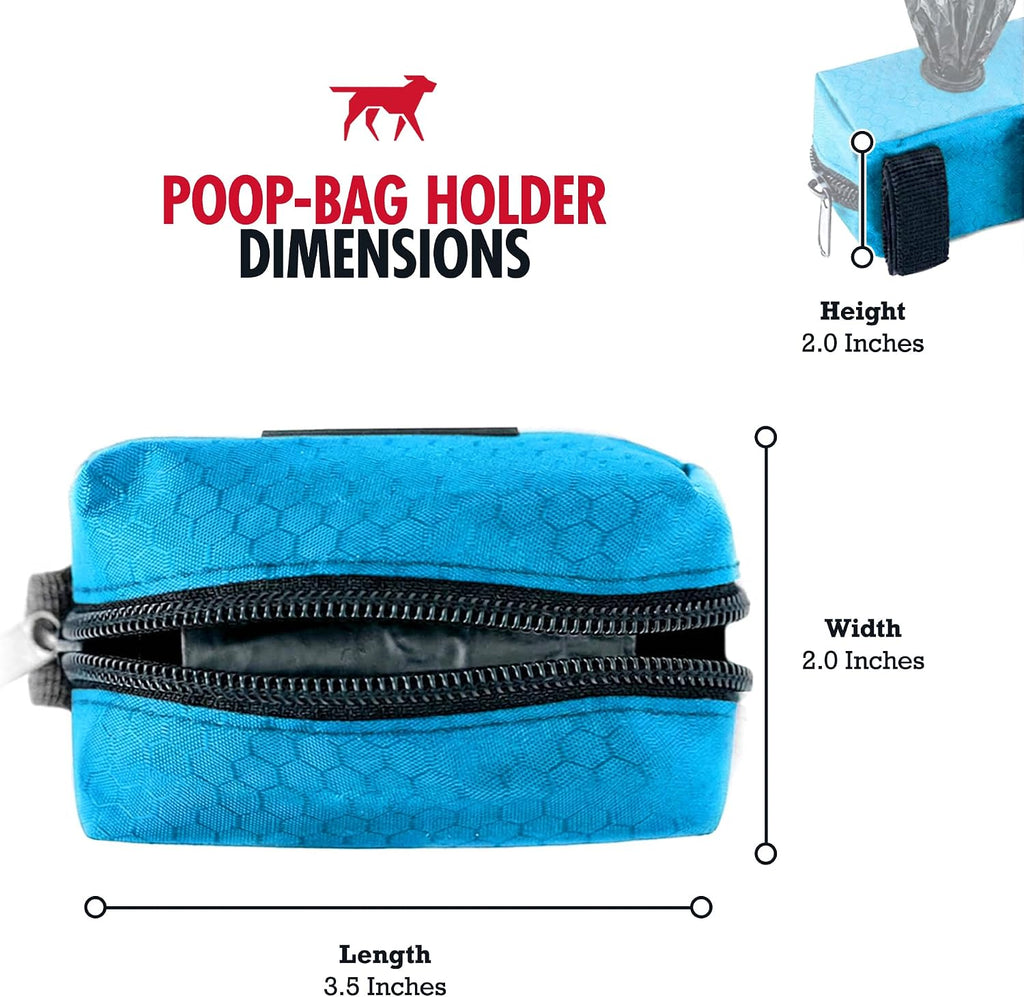 Tuff Pupper Dog Poop Bag Holder | Works with Any Dog Leash | Zippered Waste Bag Dispenser | Waterproof with Rust-Proof Clip | Convenient Lightweight Design | Includes 2 Rolls of Leak-Proof Bags