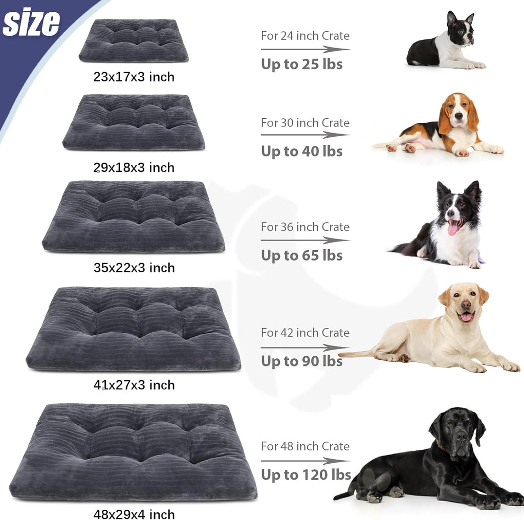 Dog Crate Bed Washable Dog Beds for Large Dogs Deluxe Thick Flannel Fluffy Comfy Kennel Pad Anti-Slip & Anti-Scratch Pet Sleeping Mat, 35 x 23 Inch, Gray (Pack of 2)