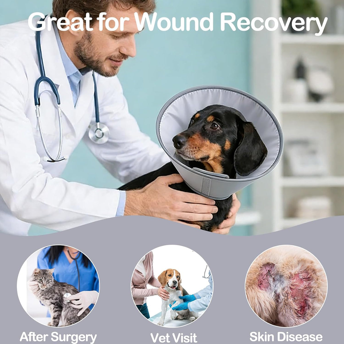 Soft Dog Cone for Small Dogs & Cats, Comfy Dogs Recovery Collar After Surgery, Adjustable E Collar Alternative to Stop Licking, Protective Pets Cones for Pup&Kitty, Comfortable Dog Cones