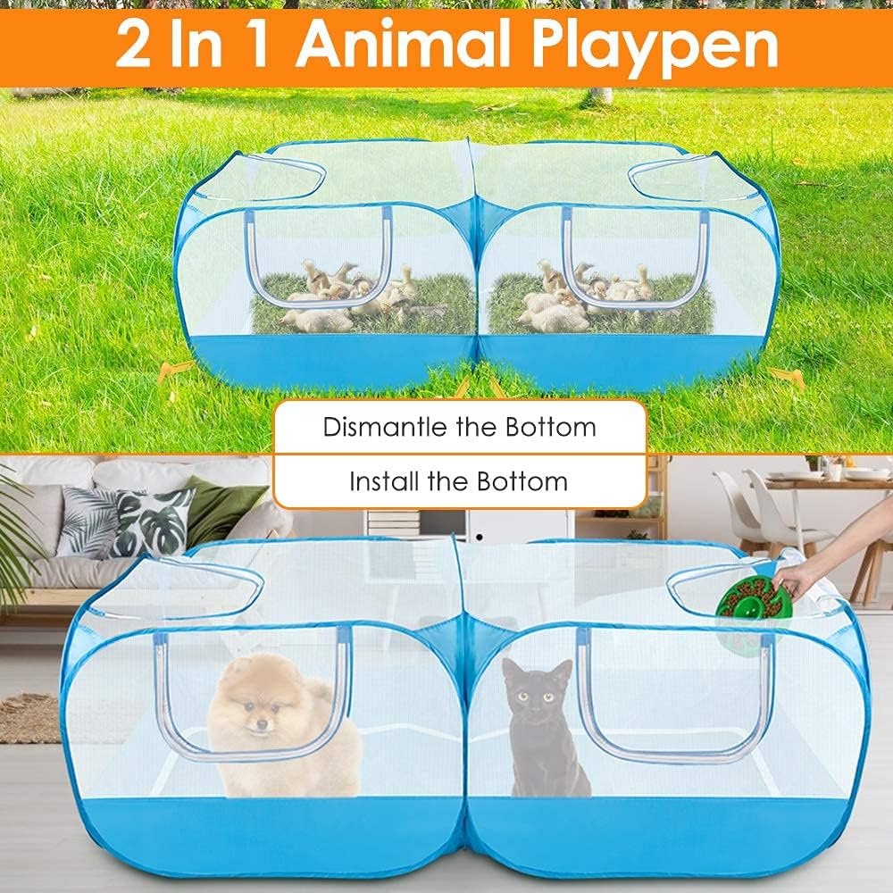 SlowTon Small Animals Playpen, Pop Up Detachable Bottom 73"x36"x25"