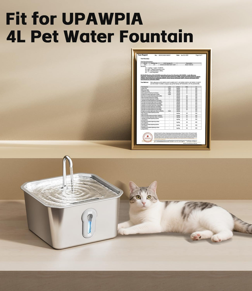 Cat Water Fountain Filter Replacement 12 Packs for UPAWPIA 4L Pet Water Foutain 8 Filters & 4 Sponges Water Filter for Cat Fountain