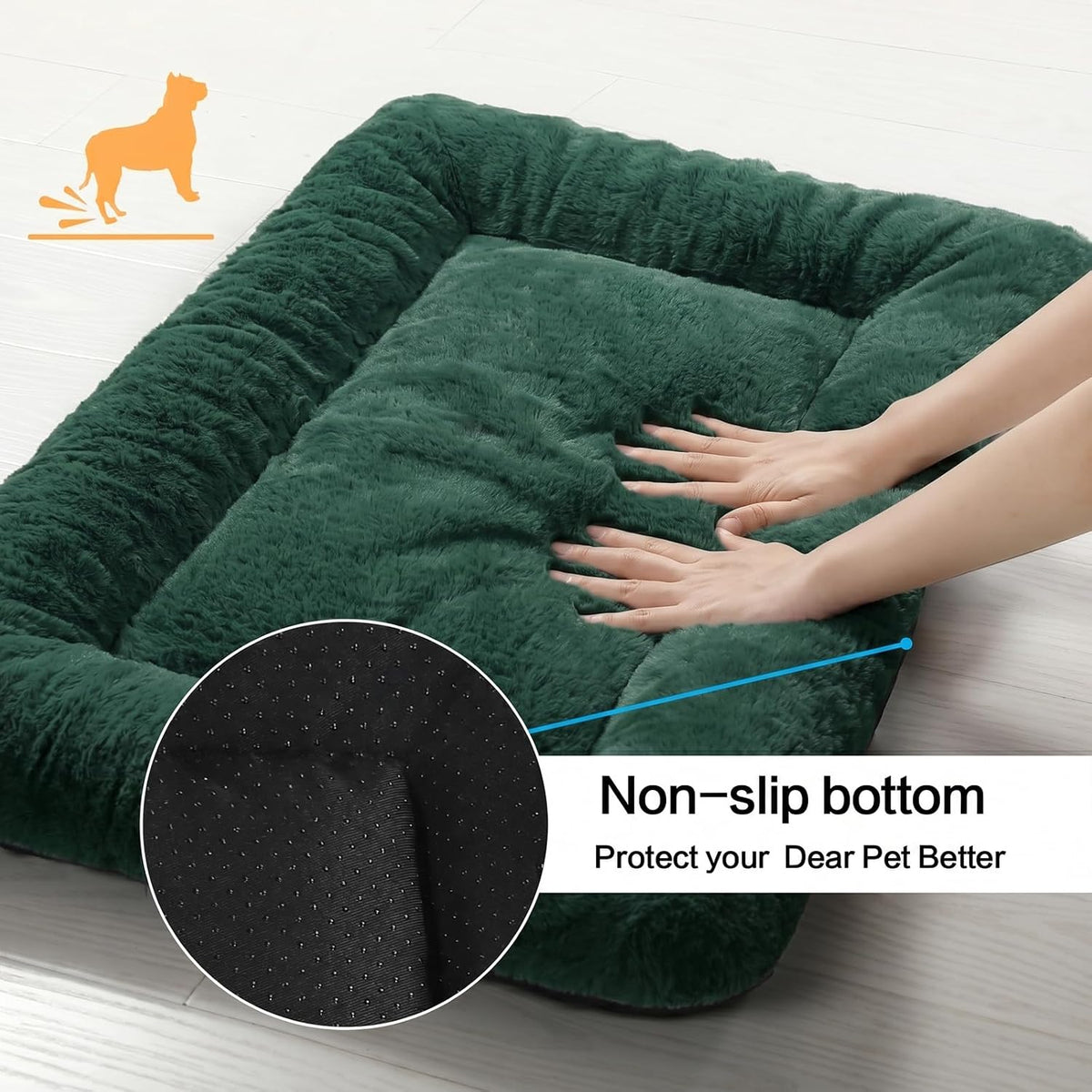 Dog Crate Pad Washable Dog Bed for Crate Medium Cozy Mat 36-Inch Green