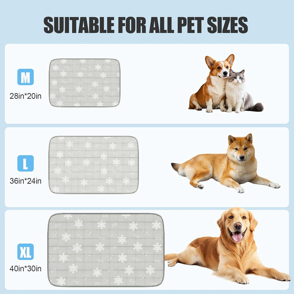 RIOGOO Dog Cooling Mat,Dog Blanket Washable,Cool Fabric & Internal Waterproof Cooling Pad (Grey, X-Large (40x30 inch))