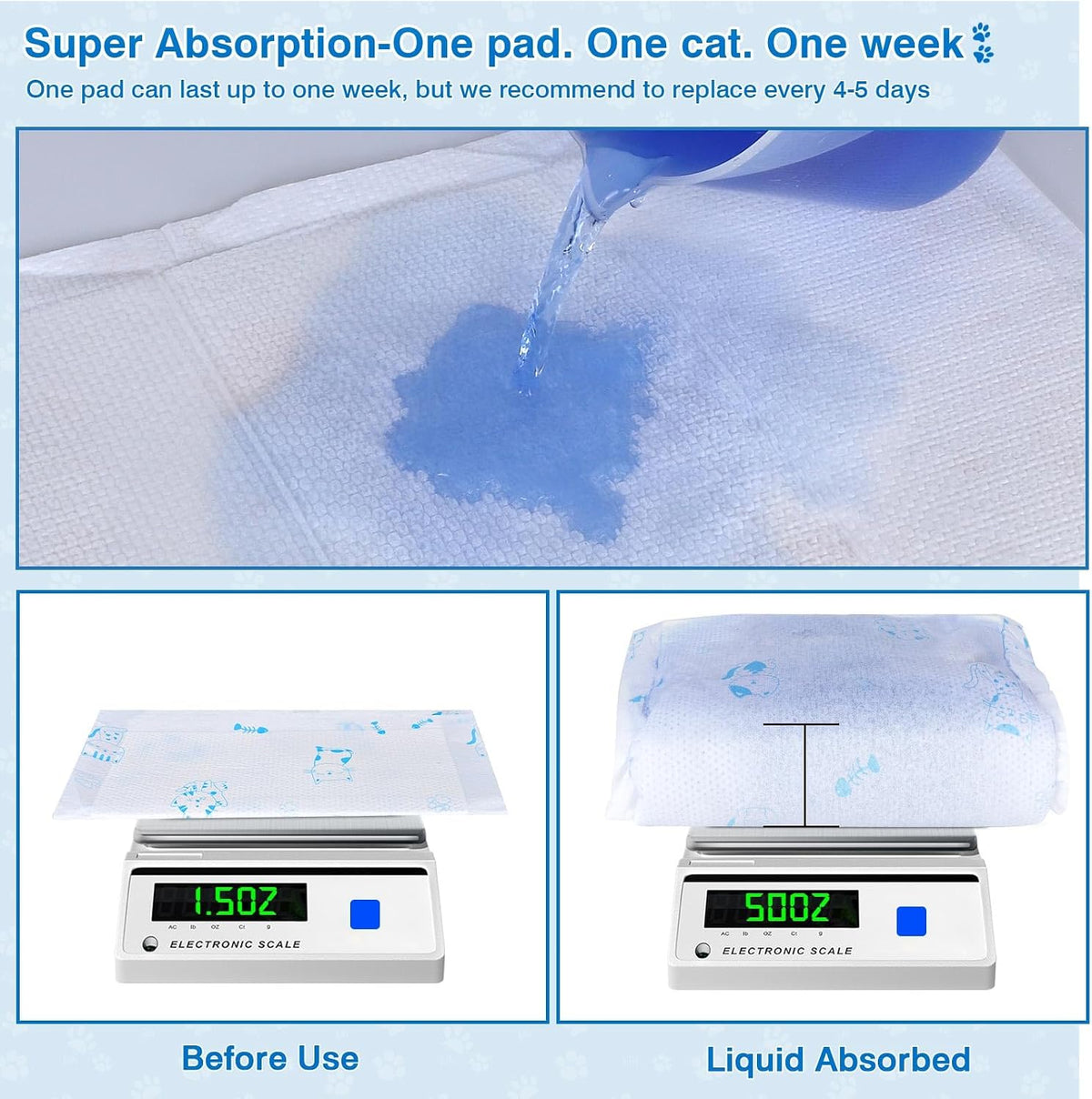 Cat Litter Pads Superior Absorbent 50 Count Scent Generic Refill Compatible with Tidy Cat Breeze Litter System 16.9x11.4 Inch Enhanced Odor Control