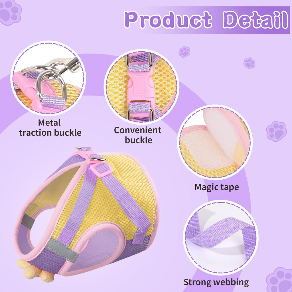 Cat Harness and Leash Set, Escape Proof Soft Vest Walk Purple S