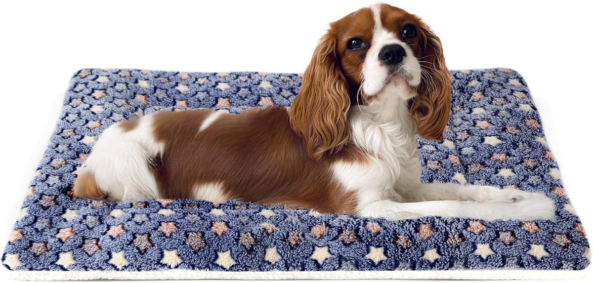 Mora Pets Dog Crate Pad Bed Ultra Soft Pet Mat Star Print Blue 23 x 18 Inch