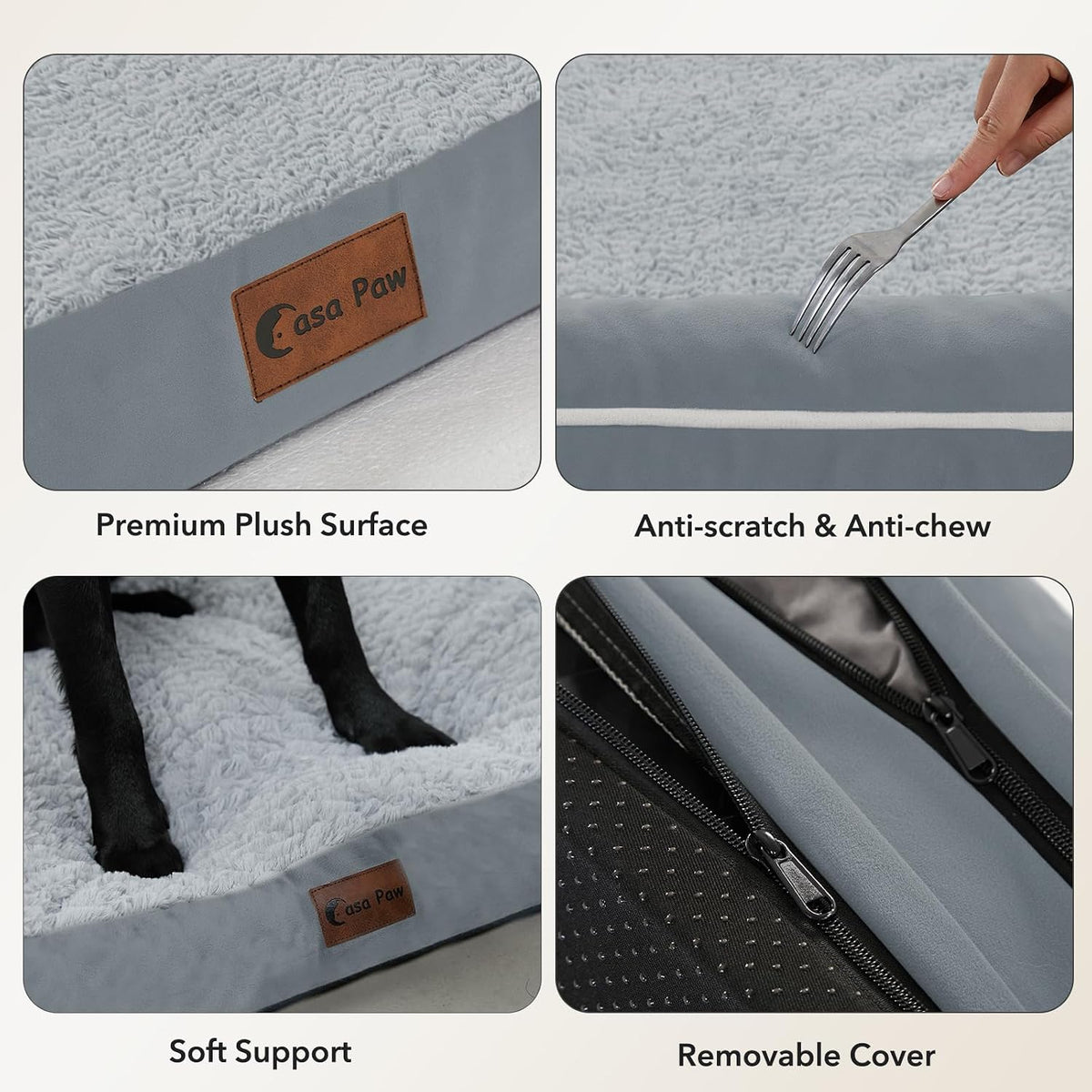 Waterproof Orthopedic Dog Bed for Extra Large Dogs, 41x27in, Grey