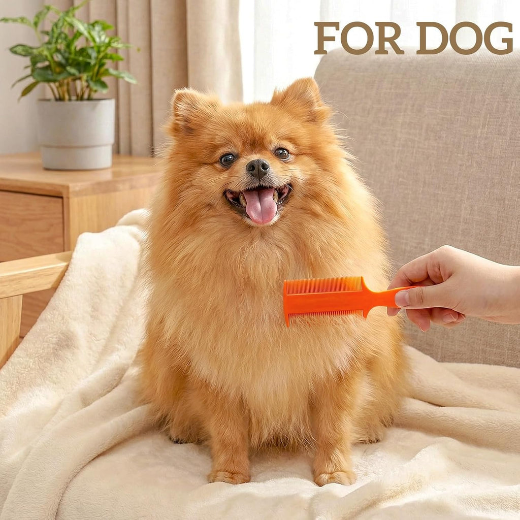 Pumtus 120 Pack Double Sided Fine Tooth Comb, 6 Color Plastic Pet Flea Tick Combs with Handle, Cat Dog Lice Treatment Comb, Hair Dandruff Removal Grooming Tool for Small Pet, Baby, Adult