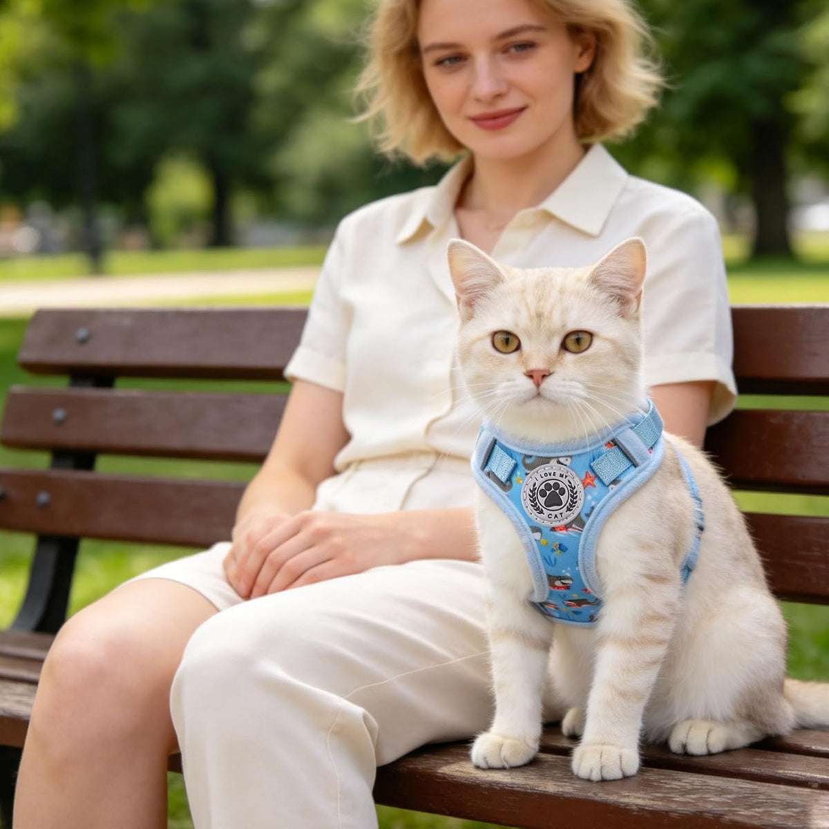 BEAUTYZOO Cat Harness and Leash Set, Escape Proof and Adjustable, Blue