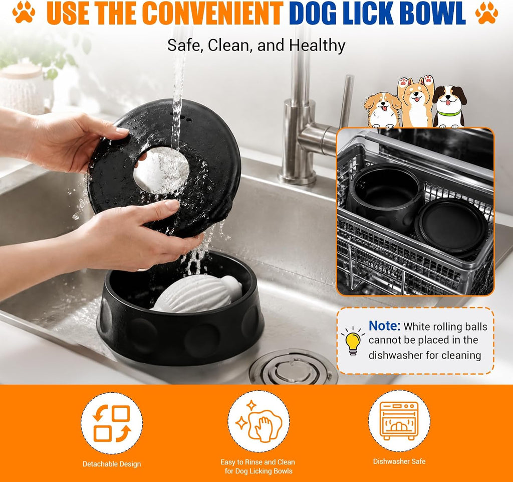 Slow Feeder Dog Bowl, Large Capacity Silicone for Medium & Large Dogs