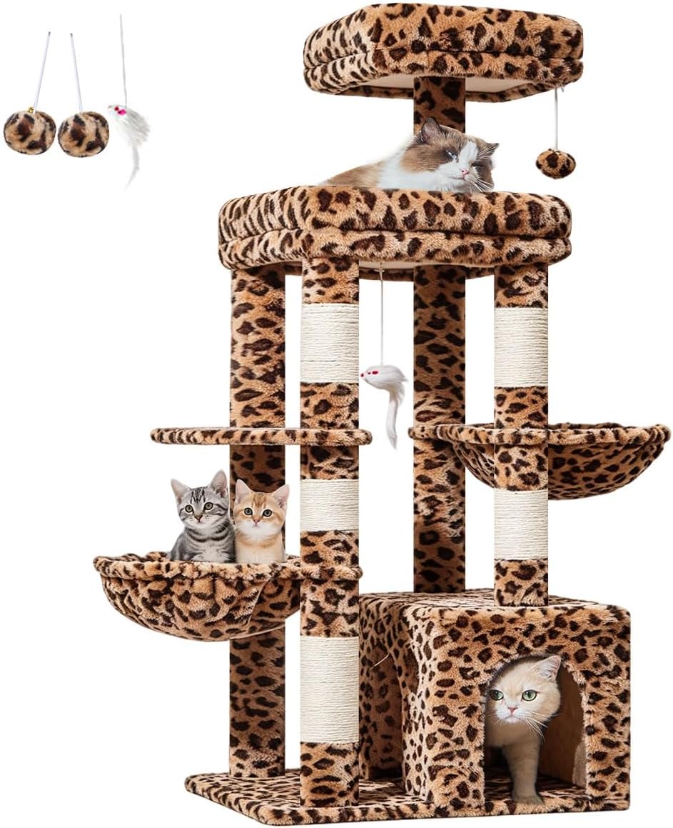 Taoqimiao 53.5in Cat Tree, Heavy Duty Sturdy Cat Tower for Indoor Cat S20BW