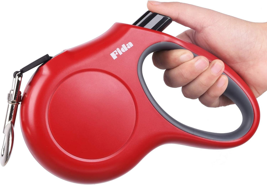 Fida Retractable Dog Leash, 16ft Heavy Duty Pet Walking Leash for X-Small/Small/Medium/Large Dog or Cat up to 110 lbs, Tangle-Free. One-Hand Brake (Large, Red)