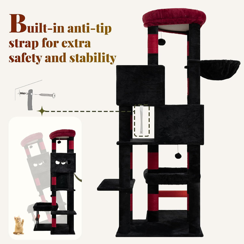Hey-brother Cat Tree Tower with Stable L-Shaped Widen Base, Condo, MPJ086BR