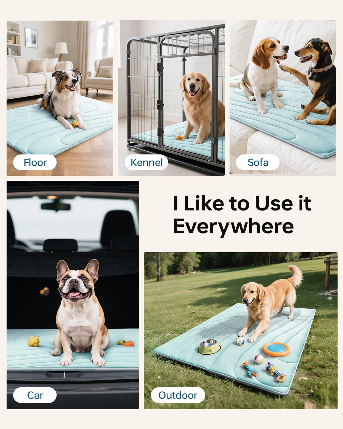 Cooling Mat for Dogs, 48" x 28" Washable Pet Cooling Pad, Large Dogs, Blue