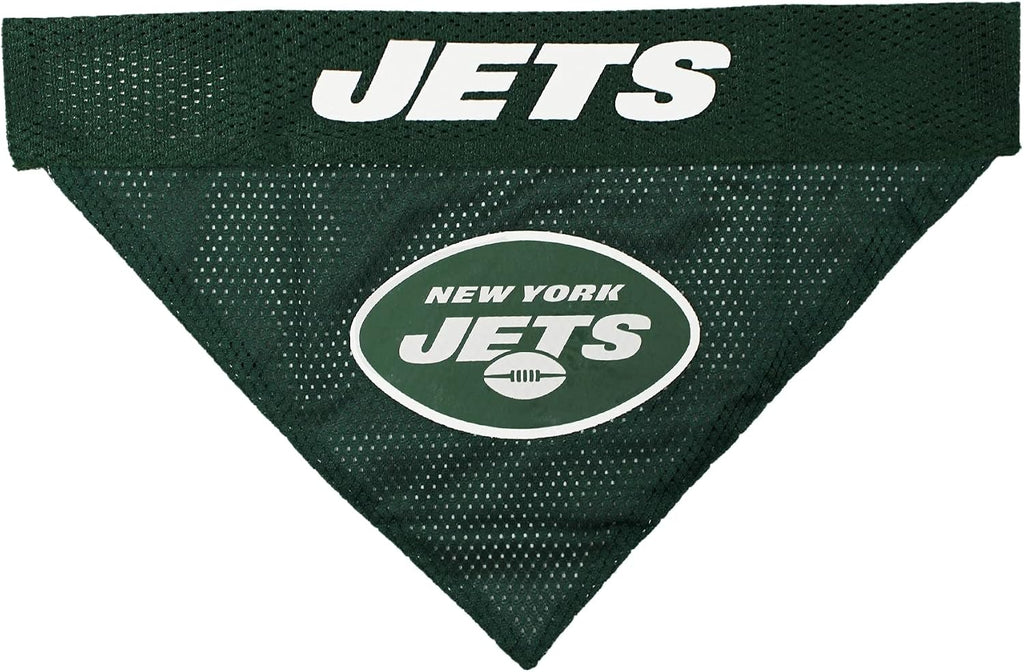 Pets First NFL DOG BANDANA - NEW YORK JETS REVERSIBLE PET BANDANA. 2 Sided Sports Bandana with a PREMIUM Embroidery TEAM LOGO, Small/Medium. - 2 Sizes & 32 NFL Teams available
