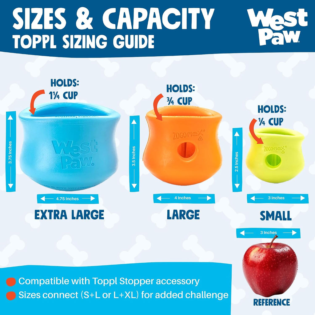 WEST PAW Zogoflex Toppl Interactive Treat Dispensing Puzzle Dog Toy for Mental Stimulation & Enrichment-Holds Kibble & Treats-Lickable, Freezable & Dishwasher Safe-Made in USA-XL-Granny Smith Green