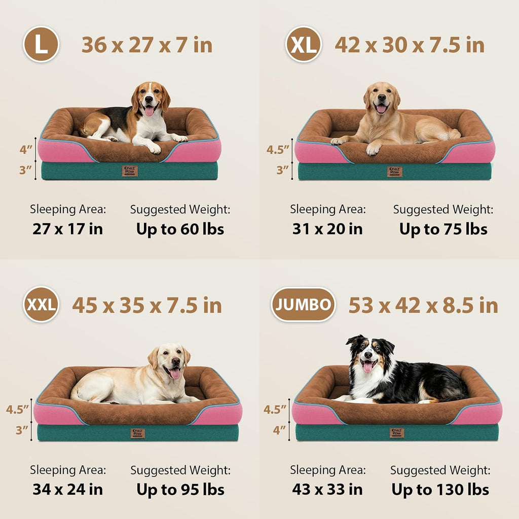 Chez Paw Waterproof Orthopedic XL Dog Bed for Large and Extra Large Dogs