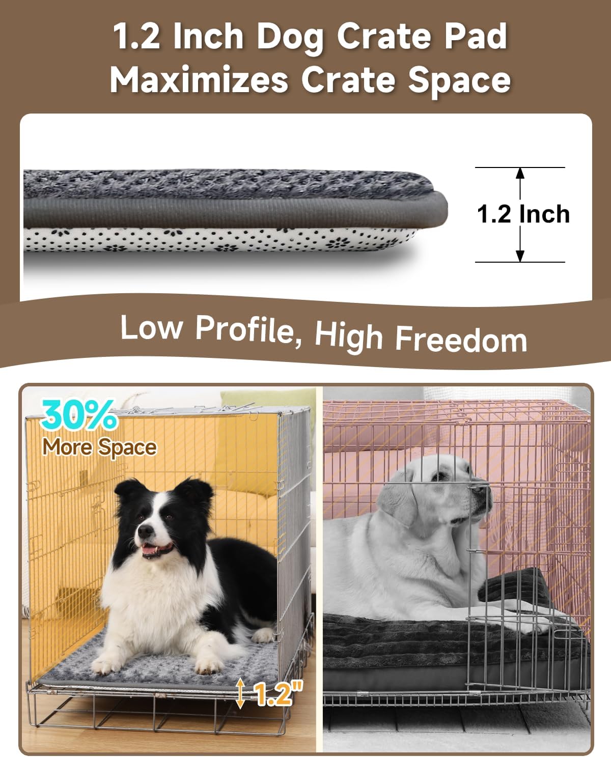 XXXL Dog Bed for Crate Pad, High Resilience Foam Mat Bed, 53x36,Dark Grey