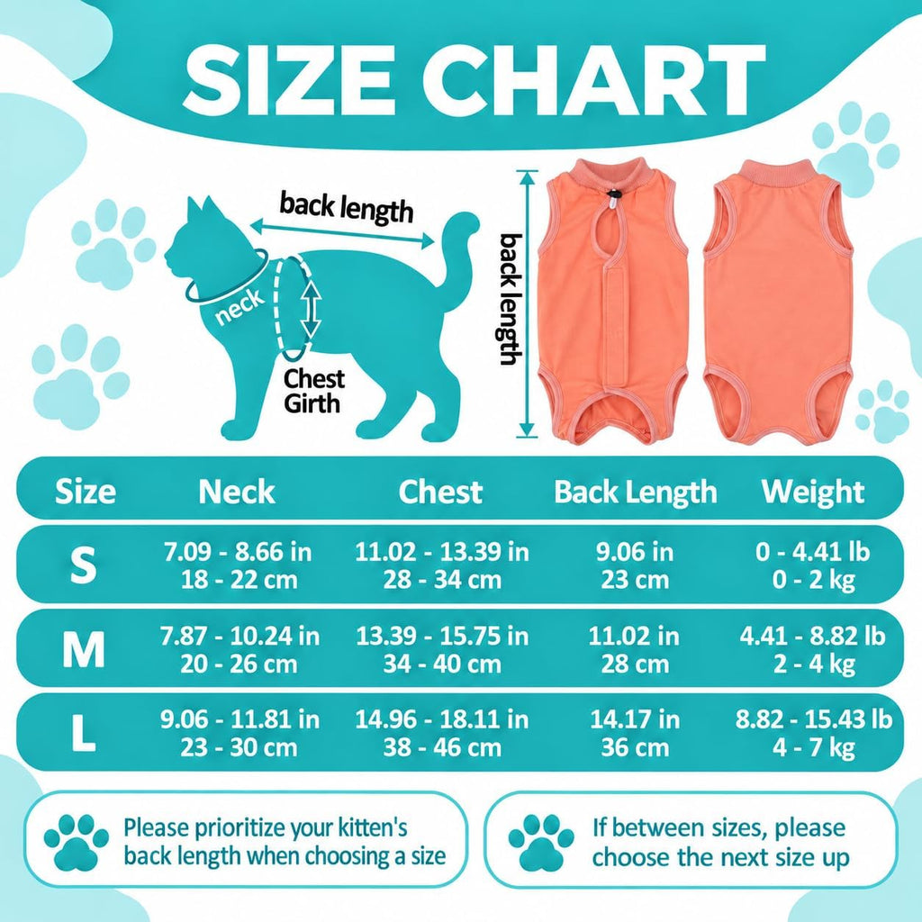 Avont Cat Recovery Suit - Kitten Onesie for Cats After Surgery