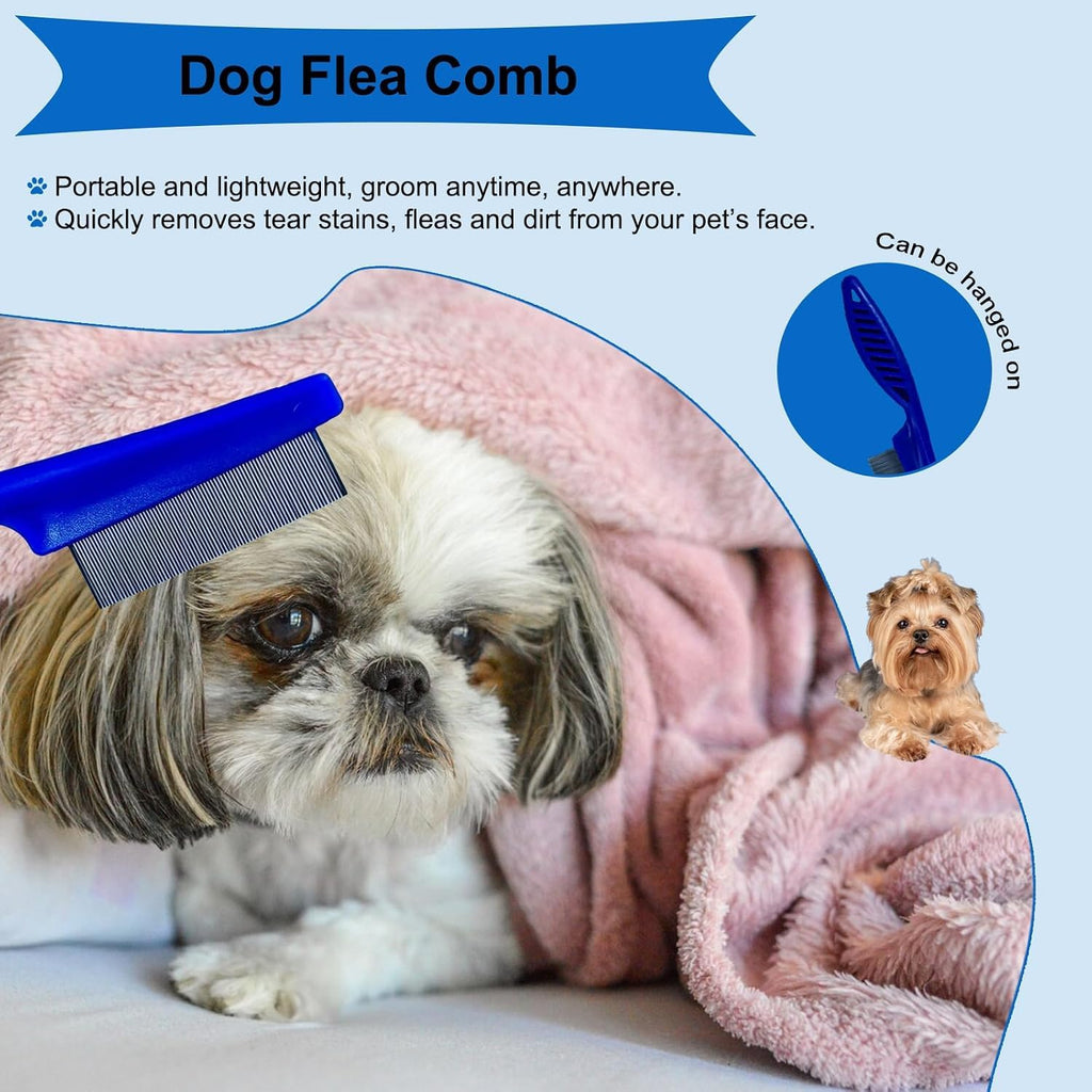 4 PCS Puppy Brush Grooming Kit, Dog Brush for Long Haired Dogs, Blue