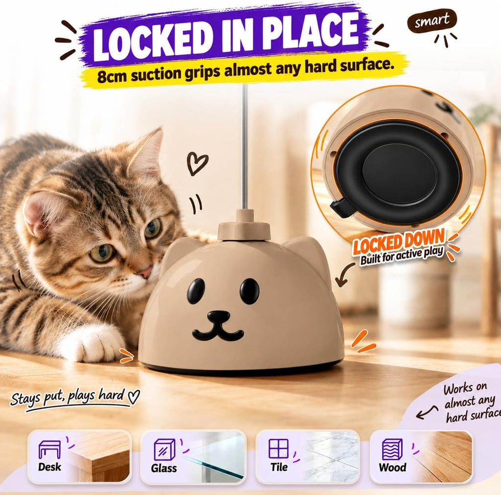 Interactive Cat Toys for Indoor Cats: Automatic Flying Bird Cat Toy with 360° Feather Wand, Strong 8cm Suction Cup, USB Rechargeable Self-Play Cat Toy for Bored Kittens & Adult Cats