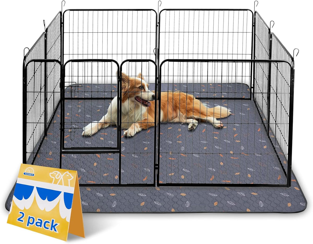 Sunheir Washable Pee Pads for Dogs Extra Large 48" x 60" 2-Pack, Reusable Puppy Pads Pet Training Pads for Dog Playpen Indoor, Waterproof Dog Pee Pads for Puppy Playpen, Whelping Pad - Deep Grey