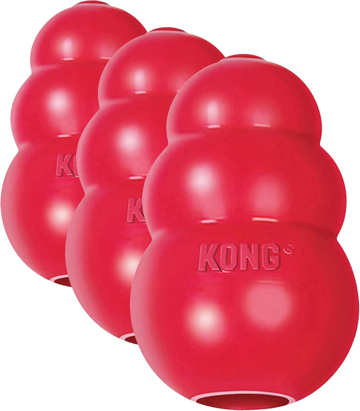 KONG Classic Stuffable Dog Toy - Fetch & Chew Toy for Dogs - Treat-Filling Capabilities & Erratic Bounce for Extended Play Time - Durable Natural Rubber Material - for Medium Dogs (Pack of 3)