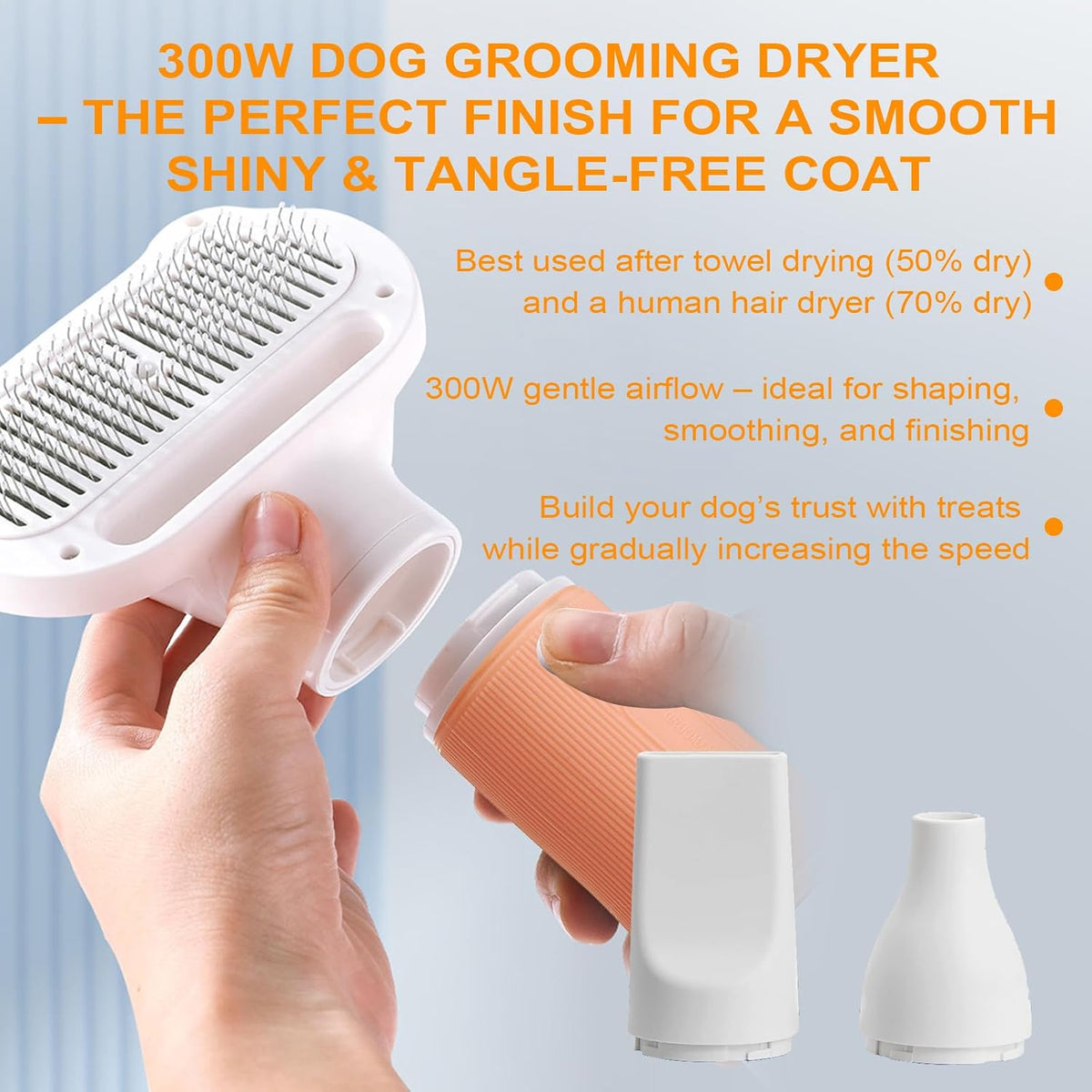 3-in-1 Pet Hair Dryer & Slicker Brush for Dogs & Cats – Portable, Professional, Adjustable Temp, Overheat Protection Dog Hair Dryer (pink)