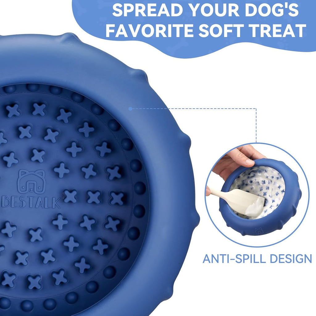 Dog Lick Bowl, Bestalk Wobbly Freeze Bowl Enrichment Feeder for Dogs, Anxiety Relief Lick Mat Puzzle Toy for Distraction, BPA Free Silicone, Dishwasher Safe(Dark Blue,L)