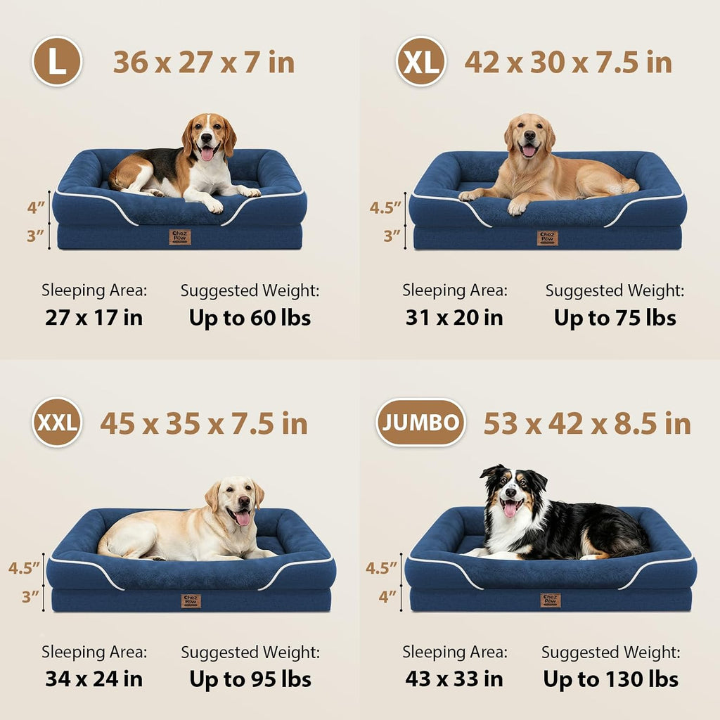 Chez Paw Waterproof Orthopedic Dog Bed for Large and Extra Large Dogs