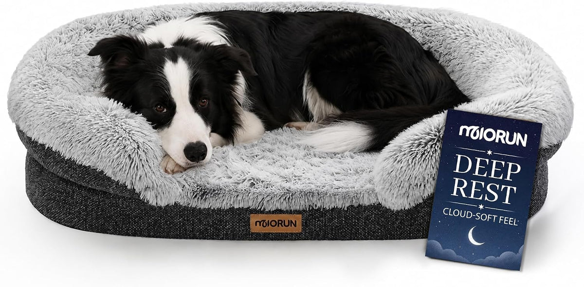 Miorun Fluffy Orthopedic Dog Beds Large Sized Dog, 40" Bolster Sofa Bed