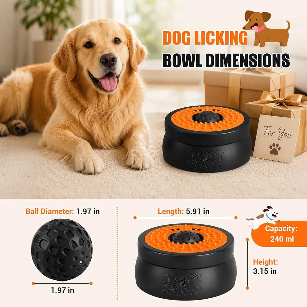 Slow Feeder Dog Lick Bowl with Rolling Ball for Puppy & Small Dogs