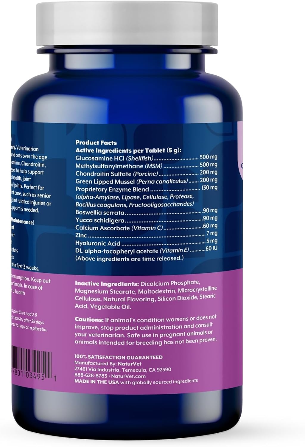 NaturVet ArthriSoothe-Gold Level 3, MSM and Glucosamine for Dogs and Cats