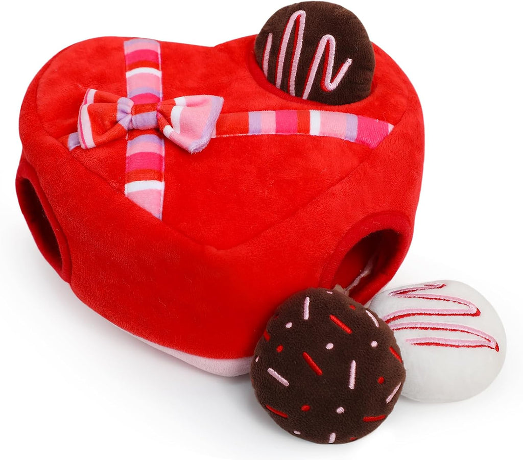 Hollypet Squeaky Hide and Seek Dog Toys for Small and Medium, Chocolate | Interactive Plush Stuffed Dog Squeak Toys for Small Medium Sized Dogs and Non-Aggressive Chewers, Puppy Teeth Clean Chew Toys
