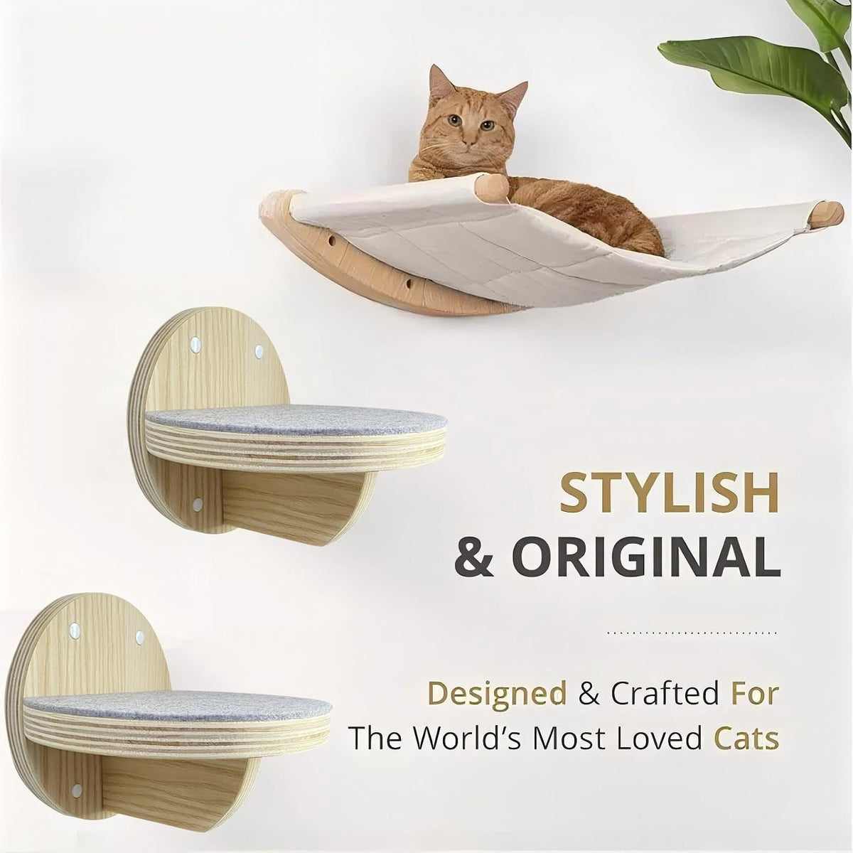 2 PCS Cat Climbing Shelf Wall Mounted,Cat Wall Shelves,Wooden Climbing Steps Ladder Stairs Wall Mounted Climbing Step Shelf Cat Climber for Cats Perch Platform Supplies