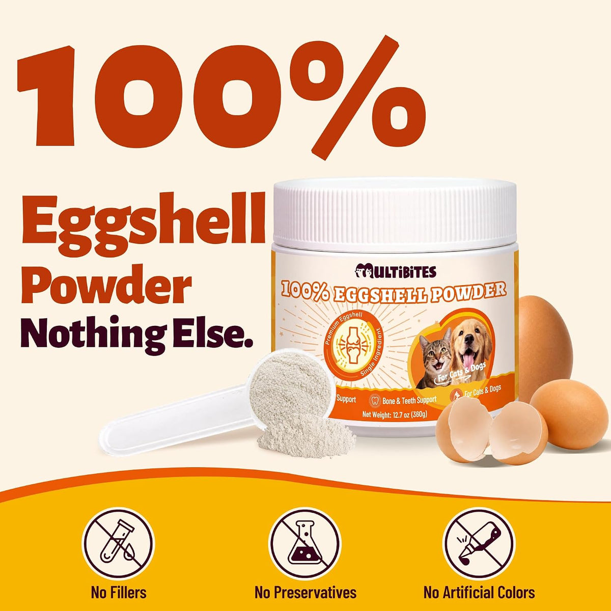 12.7oz Eggshell Powder for Dogs & Cats, Calcium for Dogs & Cats