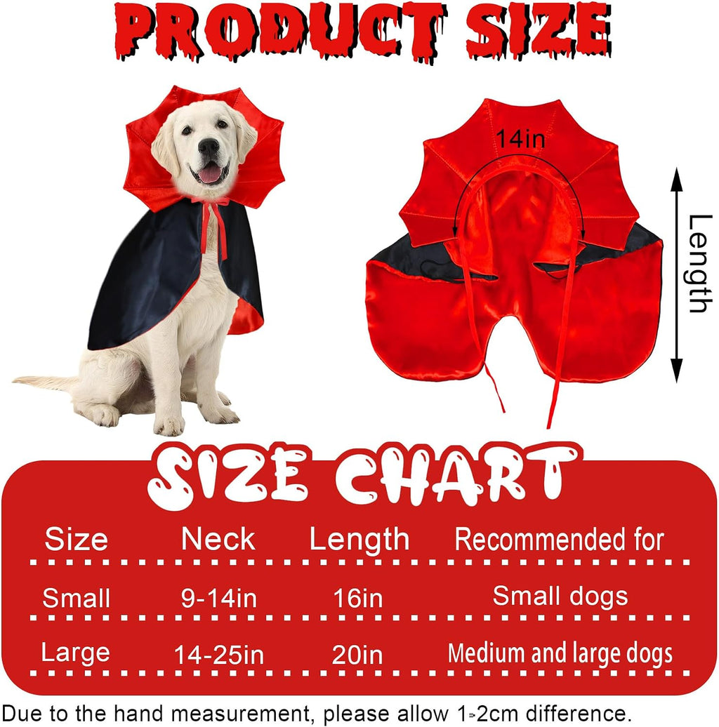 GOYOSWA Dog Halloween Costumes, Dog Vampire Devil Cloak Cape Costume Halloween Costumes for Small Medium Large Dogs Pets (Large)
