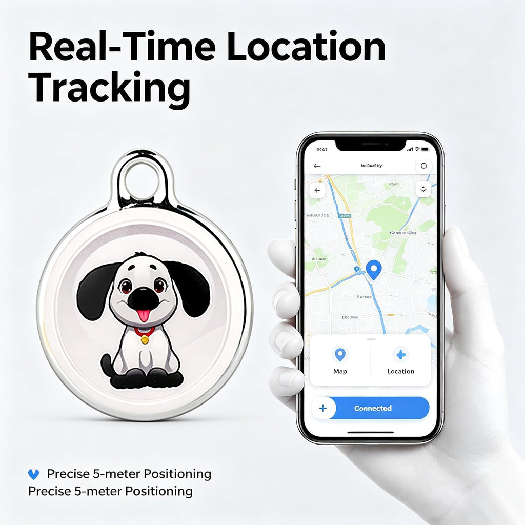 GPS Tracker for Dogs, Real-Time GPS Tracking Device for Cats, Pet Wearable Holder & Keychain Design, No Monthly Fee/No SIM Card, for Android and iOS, Long STBY,IP68 WP,Lightweight