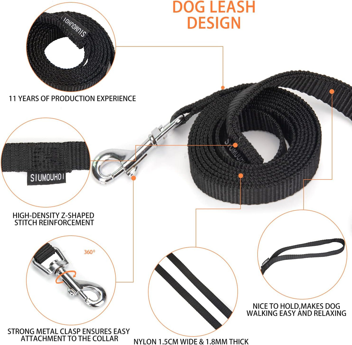 6 FT Puppy Leashes, Strong Traditional Style Leash with Easy to Use Collar Hook,Dog Lead Great for Small and Medium and Large Dog (Mint Blue, 5/8 in x 6 ft) (Pack of 2)