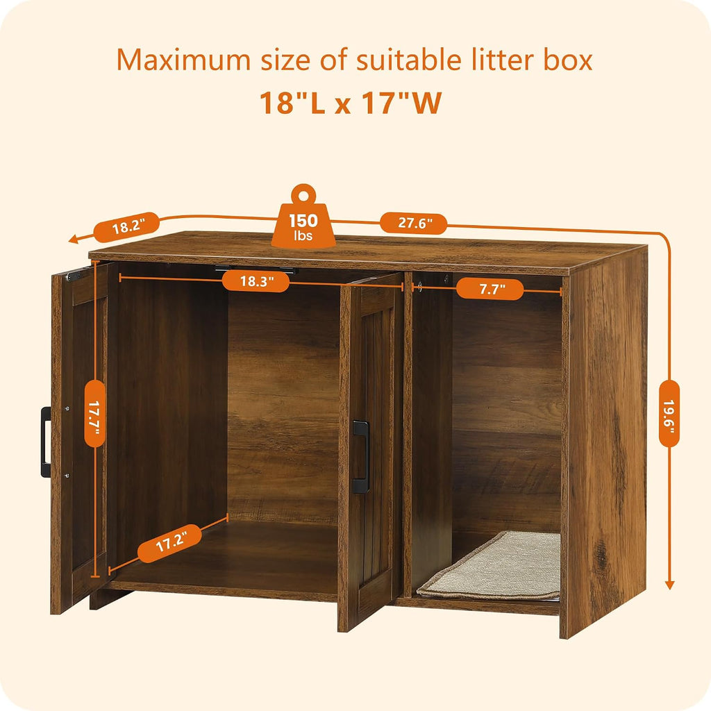 DWANTON Cat Litter Box Enclosure, with Scratching Mat, 27.6" x 18.2"x 19.6"