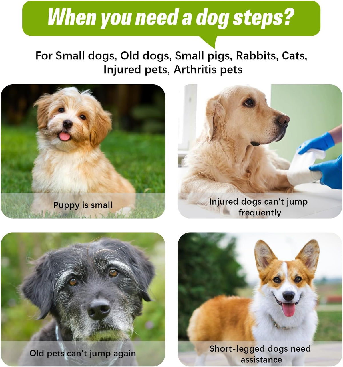 Dog Stairs for Small Dogs for Beds Up to 25", Grey
