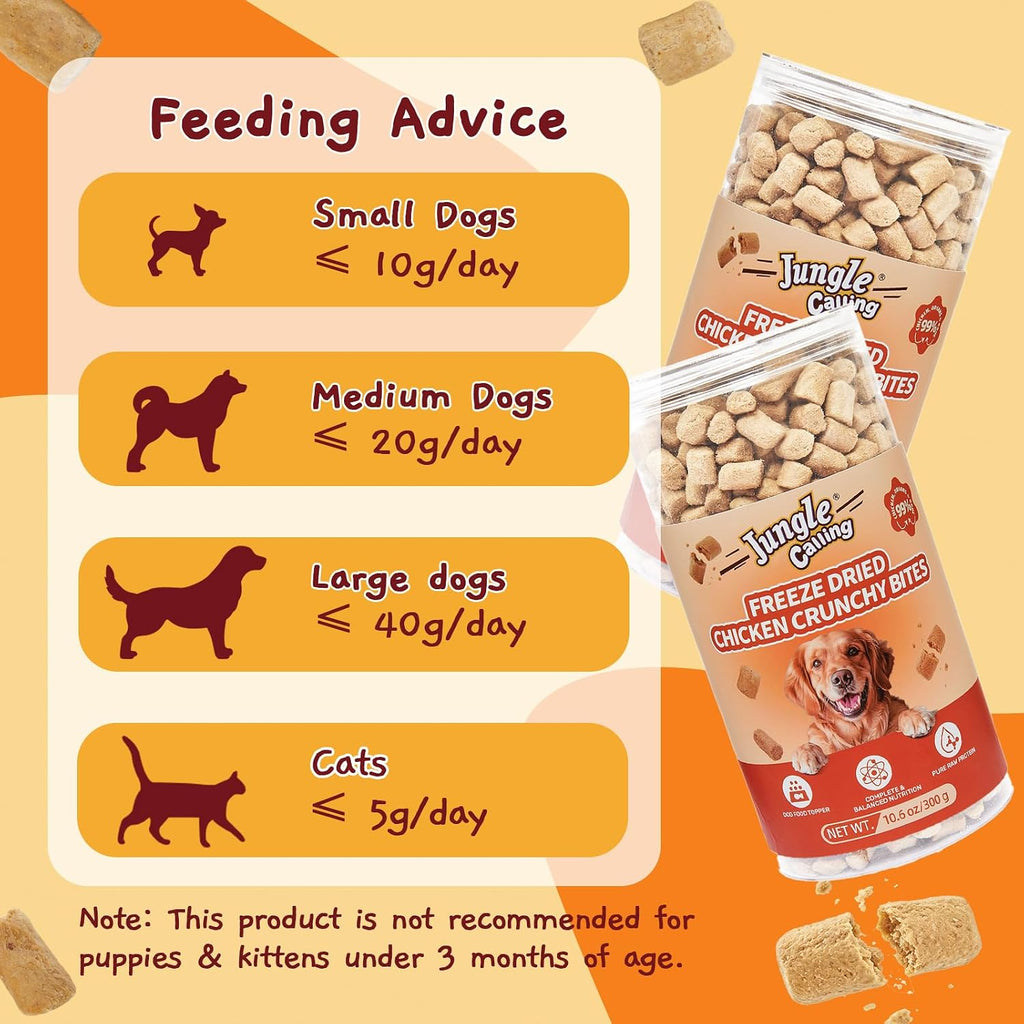 Jungle Calling Freeze Dried Raw Chicken Dog & Cat Treats, 720 Pcs, 10.6 oz