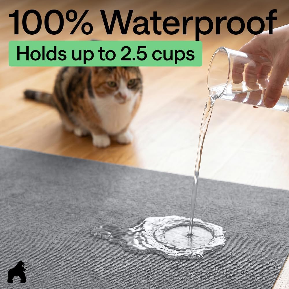 GORILLA GRIP Cat Litter Mat, Soft Felt Scatter Catcher, 24x17, Gray